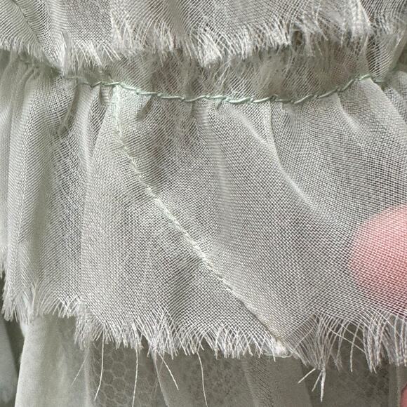 VNTG Green Cupcake Prom Dress Lace Chiffon Tiered Ruffled Strapless Gown 1950s - Picture 10 of 16